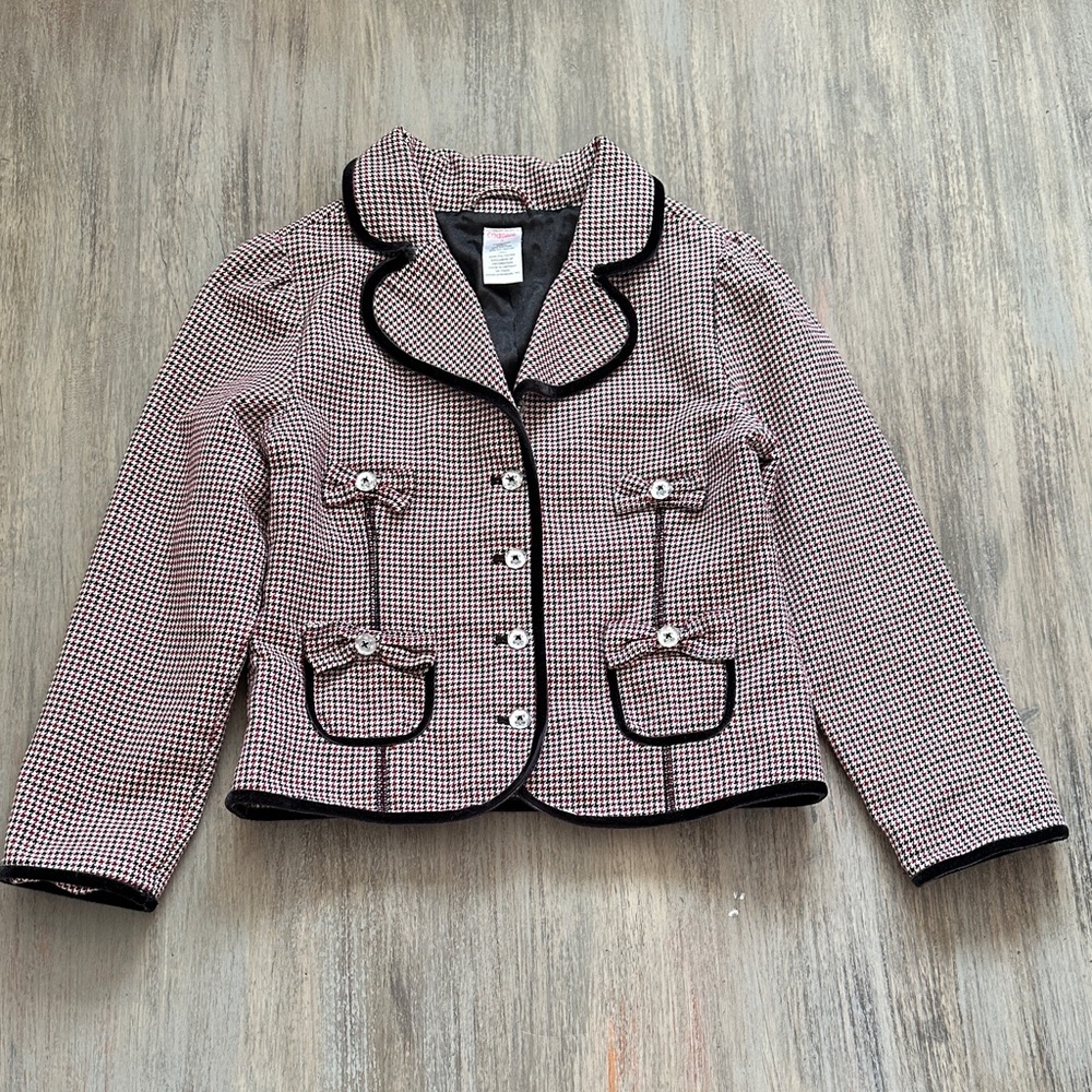 Gymboree Black, Red & and White Checkered Blazer